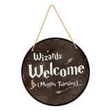 Maxbell Wood Halloween Wizards Welcome Sign Rope Included Clear Printing Wall Plaque