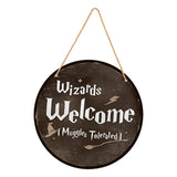 Maxbell Wood Halloween Wizards Welcome Sign Rope Included Clear Printing Wall Plaque