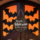 Maxbell Wood Halloween Wizards Welcome Sign Rope Included Clear Printing Wall Plaque