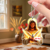Maxbell 2D Art Jesus and Dove Hanging Decoration 6.1x8cm Decorative with Metal Chain