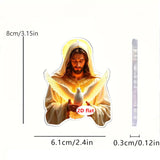 Maxbell 2D Art Jesus and Dove Hanging Decoration 6.1x8cm Decorative with Metal Chain