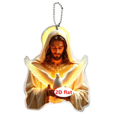 Maxbell 2D Art Jesus and Dove Hanging Decoration 6.1x8cm Decorative with Metal Chain