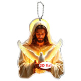 Maxbell 2D Art Jesus and Dove Hanging Decoration 6.1x8cm Decorative with Metal Chain