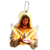 Maxbell 2D Art Jesus and Dove Hanging Decoration 6.1x8cm Decorative with Metal Chain