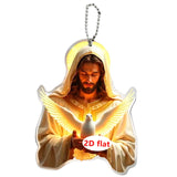 Maxbell 2D Art Jesus and Dove Hanging Decoration 6.1x8cm Decorative with Metal Chain