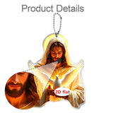 Maxbell 2D Art Jesus and Dove Hanging Decoration 6.1x8cm Decorative with Metal Chain