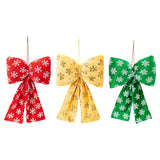 Maxbell Christmas Snowflake Wreath Bow Novelty Door Hanger for Window Events Outdoor Red