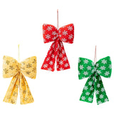 Maxbell Christmas Snowflake Wreath Bow Novelty Door Hanger for Window Events Outdoor Red