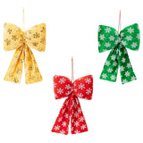 Maxbell Christmas Snowflake Wreath Bow Novelty Door Hanger for Window Events Outdoor Red