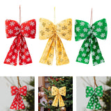 Maxbell Christmas Snowflake Wreath Bow Novelty Door Hanger for Window Events Outdoor Red