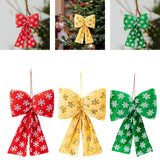 Maxbell Christmas Snowflake Wreath Bow Novelty Door Hanger for Window Events Outdoor Red