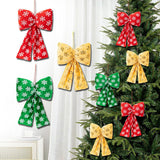 Maxbell Christmas Snowflake Wreath Bow Novelty Door Hanger for Window Events Outdoor Red