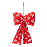 Maxbell Christmas Snowflake Wreath Bow Novelty Door Hanger for Window Events Outdoor Red
