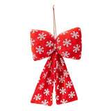 Maxbell Christmas Snowflake Wreath Bow Novelty Door Hanger for Window Events Outdoor Red