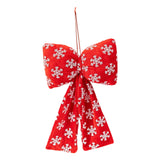Maxbell Christmas Snowflake Wreath Bow Novelty Door Hanger for Window Events Outdoor Red