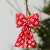 Maxbell Christmas Snowflake Wreath Bow Novelty Door Hanger for Window Events Outdoor Red