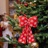 Maxbell Christmas Snowflake Wreath Bow Novelty Door Hanger for Window Events Outdoor Red