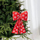 Maxbell Christmas Snowflake Wreath Bow Novelty Door Hanger for Window Events Outdoor Red