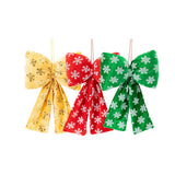 Maxbell Christmas Snowflake Wreath Bow Novelty Door Hanger for Window Events Outdoor Gold