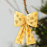 Maxbell Christmas Snowflake Wreath Bow Novelty Door Hanger for Window Events Outdoor Gold