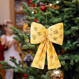 Maxbell Christmas Snowflake Wreath Bow Novelty Door Hanger for Window Events Outdoor Gold