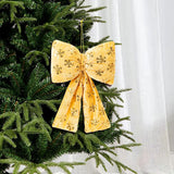 Maxbell Christmas Snowflake Wreath Bow Novelty Door Hanger for Window Events Outdoor Gold