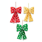 Maxbell Christmas Snowflake Wreath Bow Novelty Door Hanger for Window Events Outdoor Green
