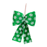 Maxbell Christmas Snowflake Wreath Bow Novelty Door Hanger for Window Events Outdoor Green