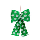 Maxbell Christmas Snowflake Wreath Bow Novelty Door Hanger for Window Events Outdoor Green