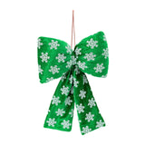Maxbell Christmas Snowflake Wreath Bow Novelty Door Hanger for Window Events Outdoor Green