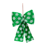 Maxbell Christmas Snowflake Wreath Bow Novelty Door Hanger for Window Events Outdoor Green