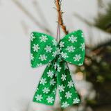 Maxbell Christmas Snowflake Wreath Bow Novelty Door Hanger for Window Events Outdoor Green