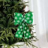 Maxbell Christmas Snowflake Wreath Bow Novelty Door Hanger for Window Events Outdoor Green