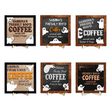 Maxbell Halloween Desk Sign Art Plaque Sign Coffee Bar Decor for Home Office Cabinet Style A