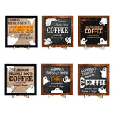 Maxbell Halloween Desk Sign Art Plaque Sign Coffee Bar Decor for Home Office Cabinet Style A
