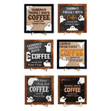Maxbell Halloween Desk Sign Art Plaque Sign Coffee Bar Decor for Home Office Cabinet Style A