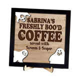 Maxbell Halloween Desk Sign Art Plaque Sign Coffee Bar Decor for Home Office Cabinet Style A