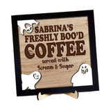 Maxbell Halloween Desk Sign Art Plaque Sign Coffee Bar Decor for Home Office Cabinet Style A