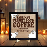 Maxbell Halloween Desk Sign Art Plaque Sign Coffee Bar Decor for Home Office Cabinet Style A