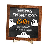 Maxbell Halloween Desk Sign Art Plaque Sign Coffee Bar Decor for Home Office Cabinet Style B