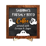 Maxbell Halloween Desk Sign Art Plaque Sign Coffee Bar Decor for Home Office Cabinet Style B