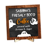 Maxbell Halloween Desk Sign Art Plaque Sign Coffee Bar Decor for Home Office Cabinet Style B