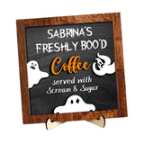 Maxbell Halloween Desk Sign Art Plaque Sign Coffee Bar Decor for Home Office Cabinet Style B