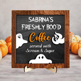 Maxbell Halloween Desk Sign Art Plaque Sign Coffee Bar Decor for Home Office Cabinet Style B