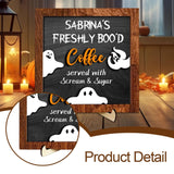 Maxbell Halloween Desk Sign Art Plaque Sign Coffee Bar Decor for Home Office Cabinet Style B