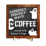 Maxbell Halloween Desk Sign Art Plaque Sign Coffee Bar Decor for Home Office Cabinet Style C