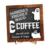 Maxbell Halloween Desk Sign Art Plaque Sign Coffee Bar Decor for Home Office Cabinet Style C