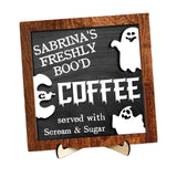 Maxbell Halloween Desk Sign Art Plaque Sign Coffee Bar Decor for Home Office Cabinet Style C