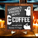 Maxbell Halloween Desk Sign Art Plaque Sign Coffee Bar Decor for Home Office Cabinet Style C