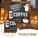 Maxbell Halloween Desk Sign Art Plaque Sign Coffee Bar Decor for Home Office Cabinet Style C